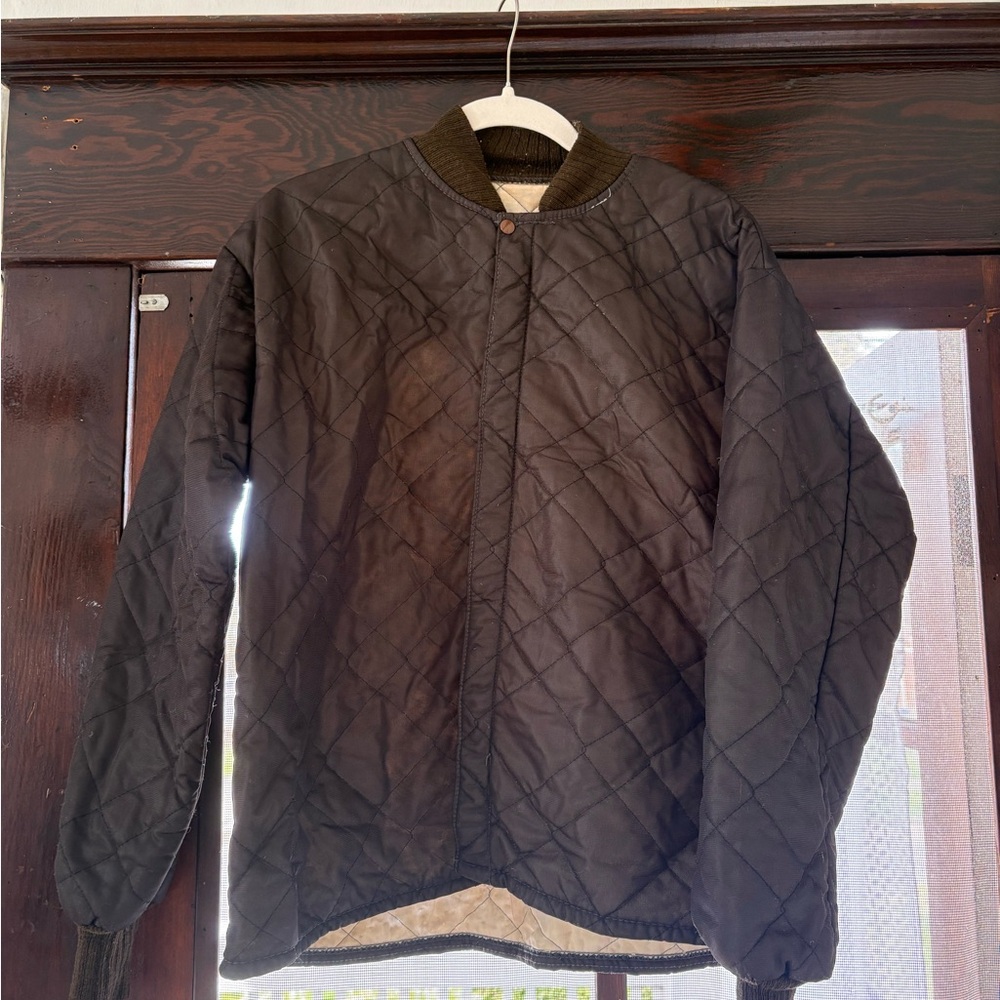 Women’s quilted vintage zip up bomber jacket brown - medium